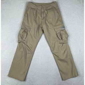 Youngla Pants Mens 32x30 Beige Cargo Straight Relaxed Stretch Utility Pockets
